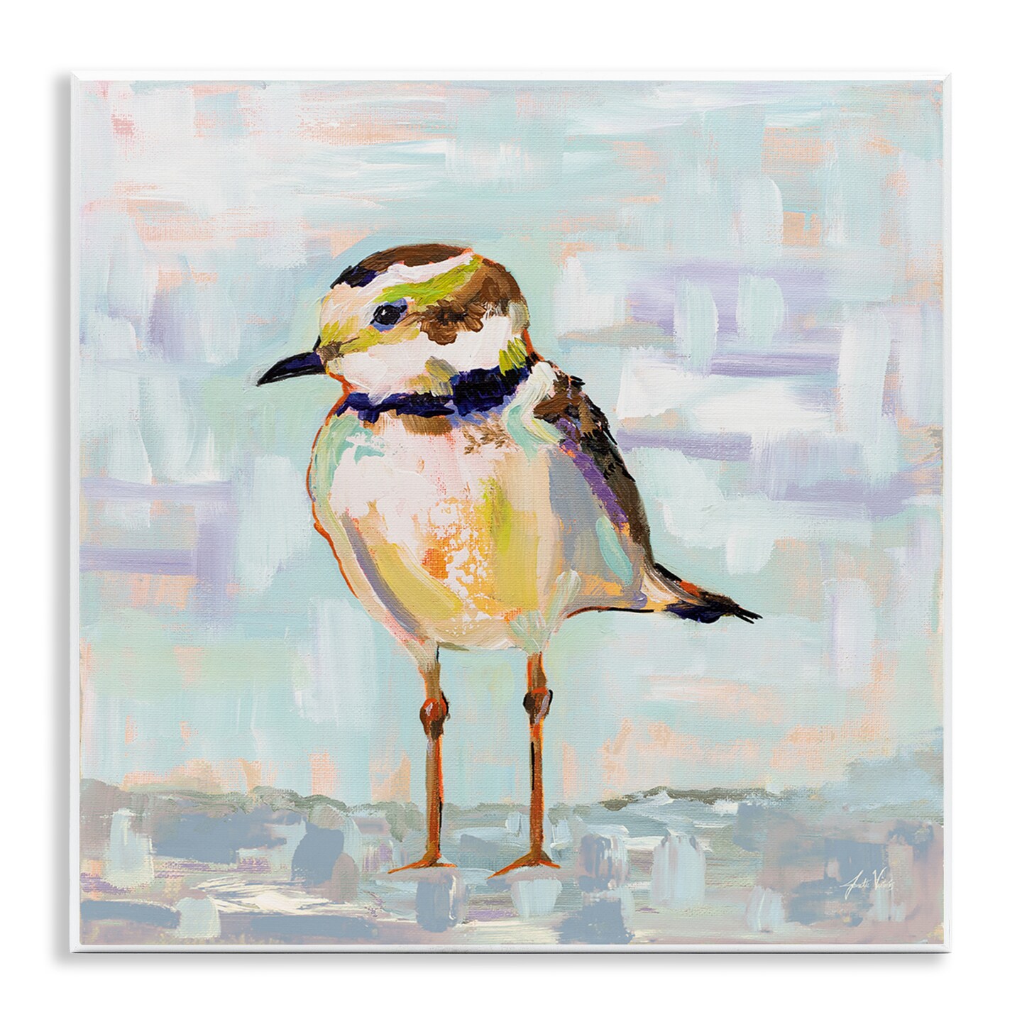 Stupell Industries Coastal Plover Patchwork Abstract Wall Plaque Design By Jeanette Vertentes