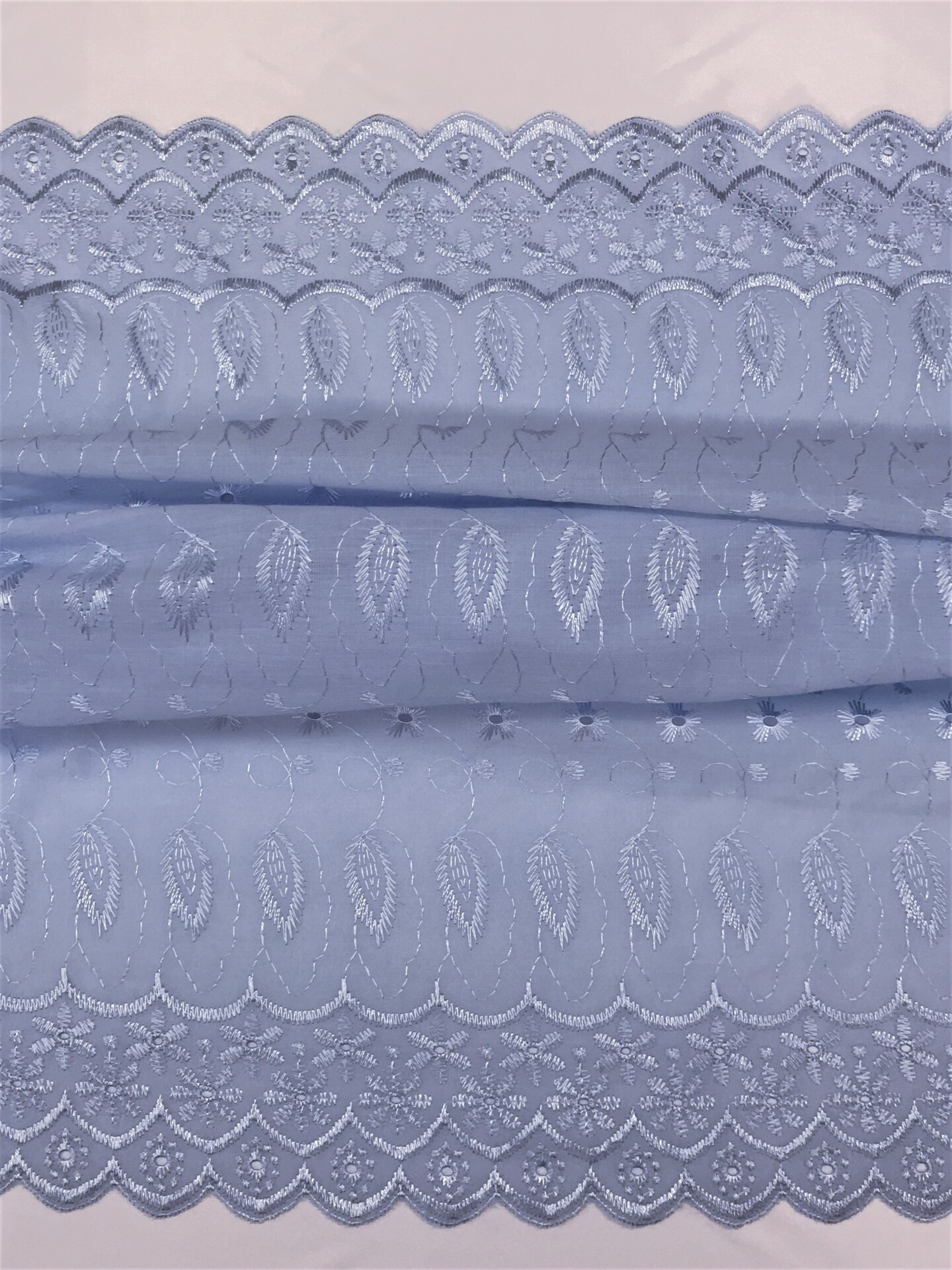 1 Yard Baby Blue Medium Eyelet Cotton Blend Fabric for Sewing Dresses and D&#xE9;cor 41/42 Inches Wide