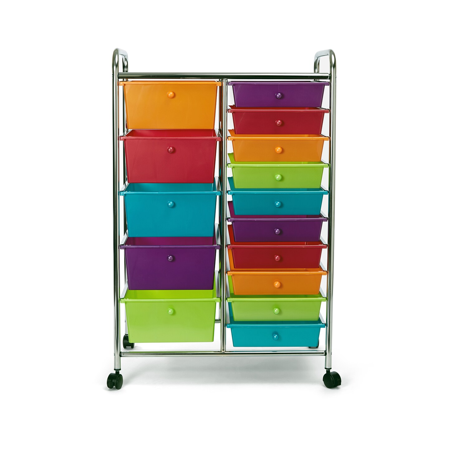 Seville Classics 15-Drawer Organizer Cart, 25.2" W x 15.3" D x 38.2" H