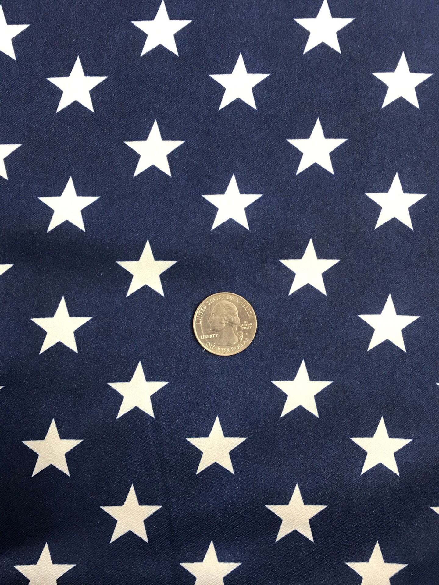 1 Yard White Star Charmeuse Satin Fabric Navy Background Shiny Non Stretch Polyester 60 Inch Width