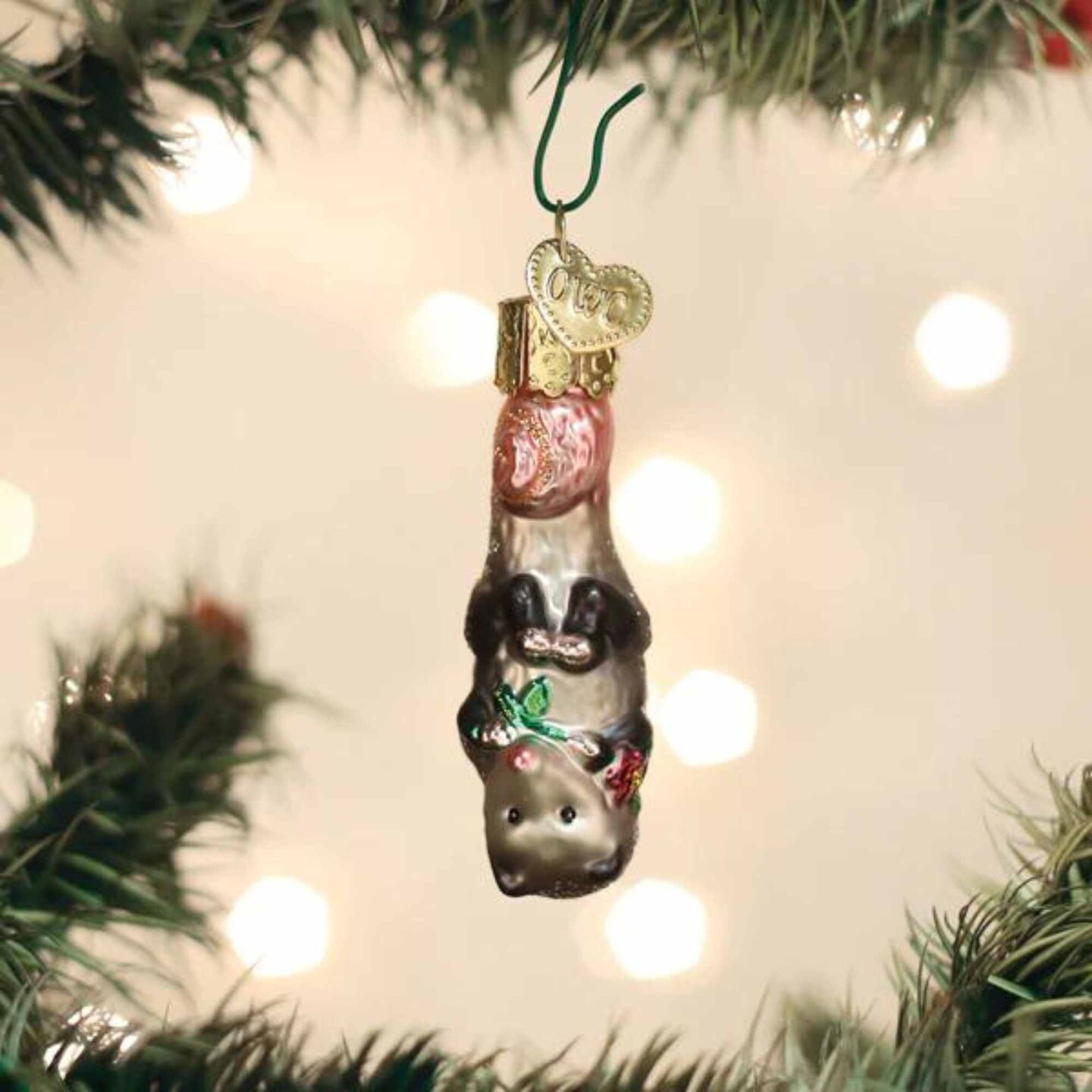 Old World Christmas 2.25 In Mini Opossum Christmas Tree Ornament , Gumdrops Collection Possum