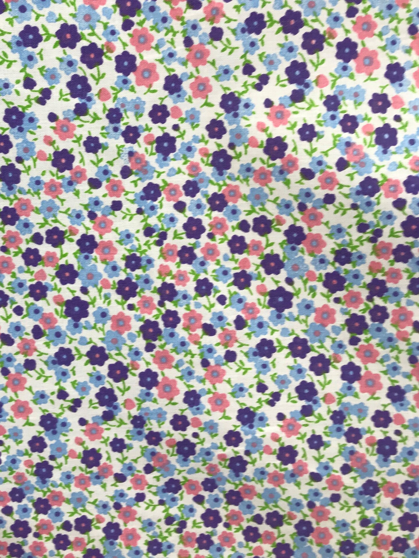 1 Yard Purple Blue Pink Calico Print Poly Cotton Fabric for Quilting Sewing and Crafts 59/60 Inch Width