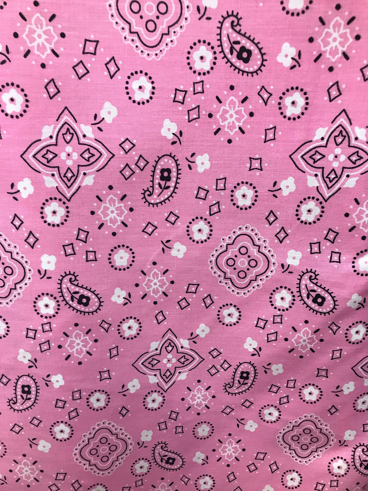 1 Yard Pink Printed Paisley Bandanna Poly Cotton Blend Fabric 59/60 Inch Wide
