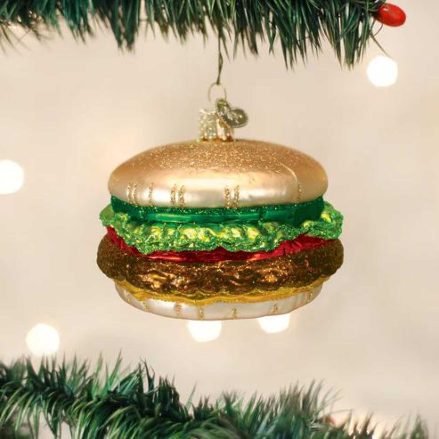 Old World Christmas 2.75 In Cheeseburger Christmas Tree Ornament , Ornament Fast Food Beef Burger