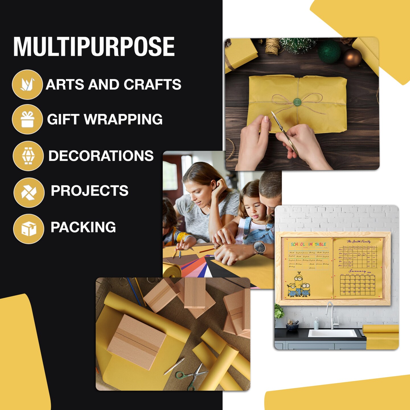 Kraft Paper Roll 17.75" X 1320" (110' Ft) Colored Paper Roll - Packing Paper Roll - Craft Supplies - Kraft Wrapping Paper Perfect as Shipping Paper Craft Paper Roll by Crown Display