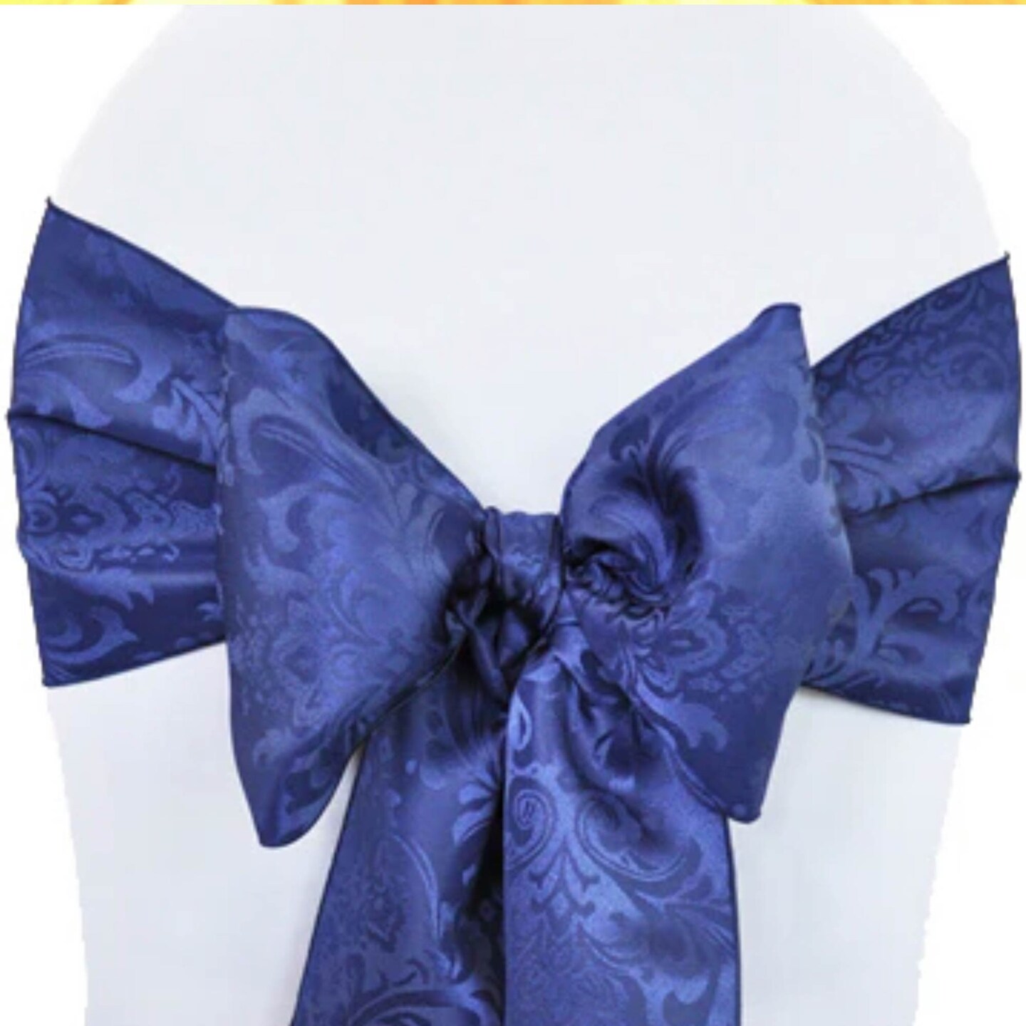 10 Pieces Navy Blue Floral Damask Jacquard Chair Sashes 7.5 x 108 Inches