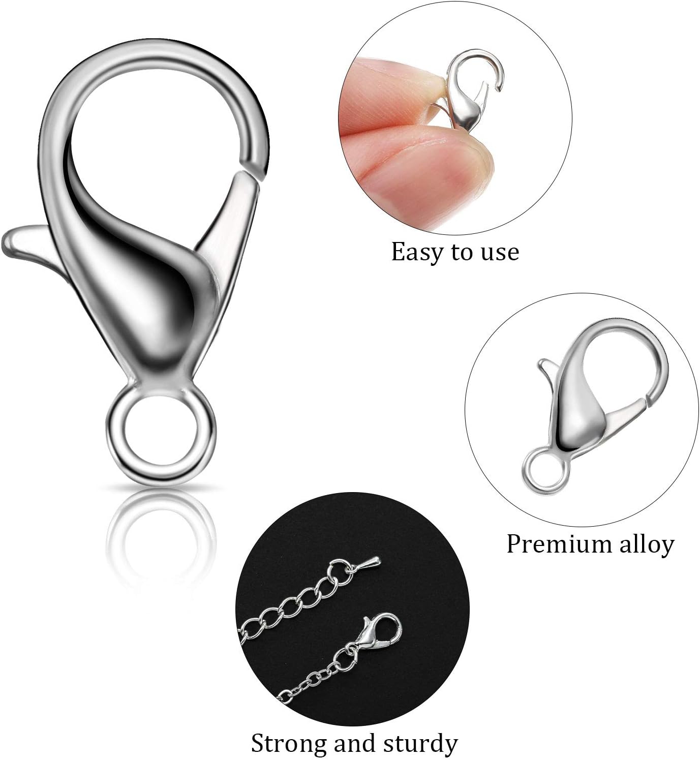 300 Pcs Lobster Claw Clasps and Open Jump Rings Set Alloy Jewelry Findings Kit (Gold,Silver)