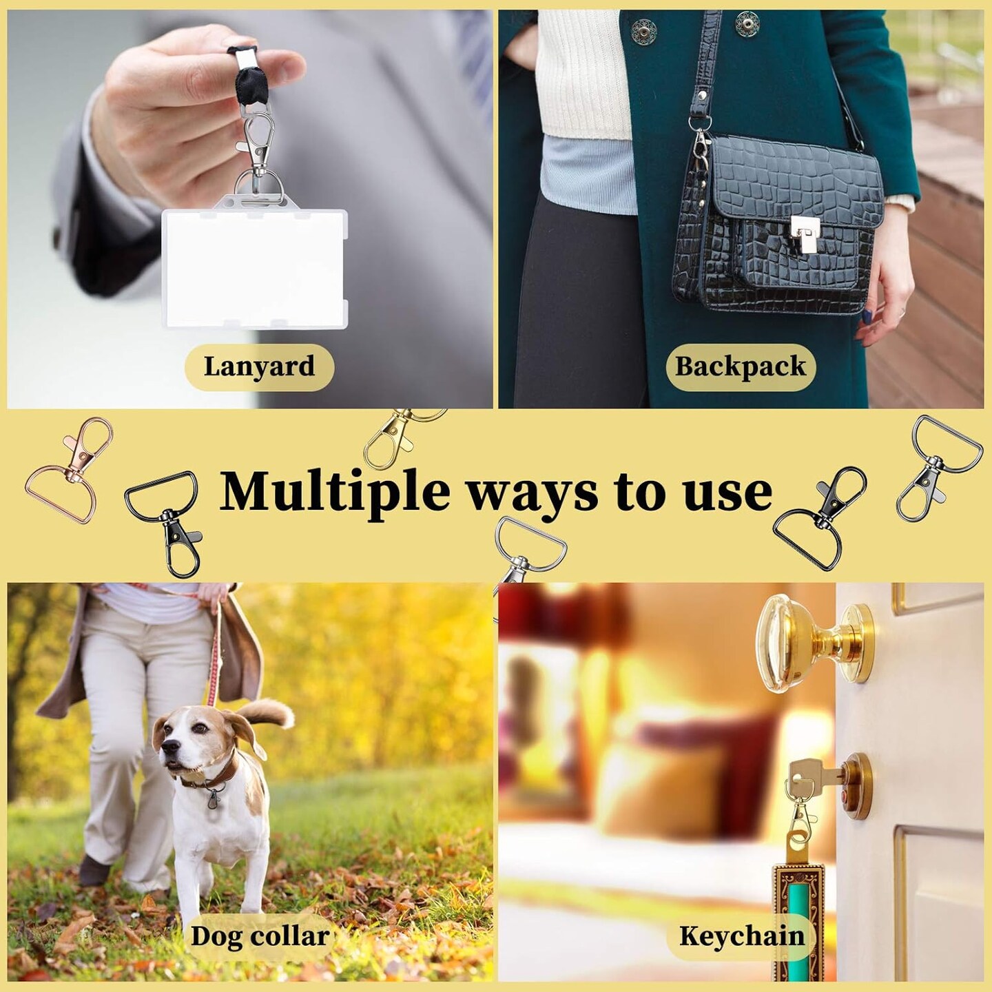 25 Pcs Metal Swivel Clasp Hooks D Ring Keychain Making Kit(Silver)