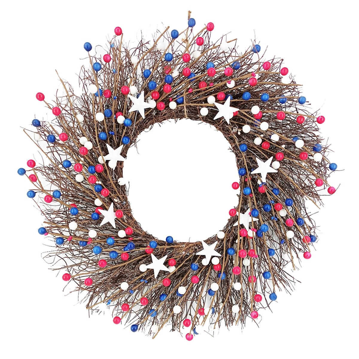 22&#x22; Patriotic Wreath with Stars for 4th of July Decor