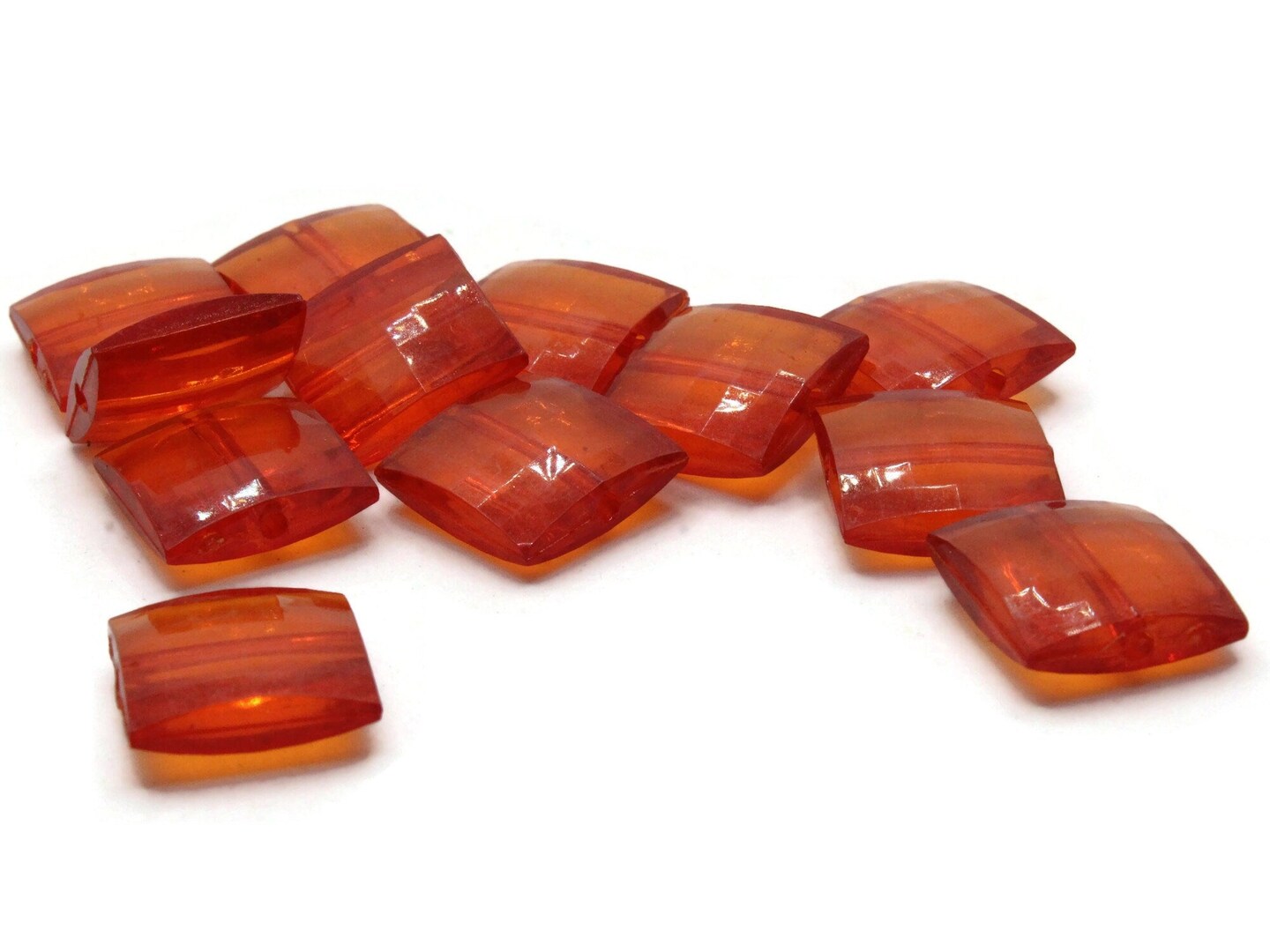 12 16mm Red Acrylic Gems Faceted Square Jewel Beads