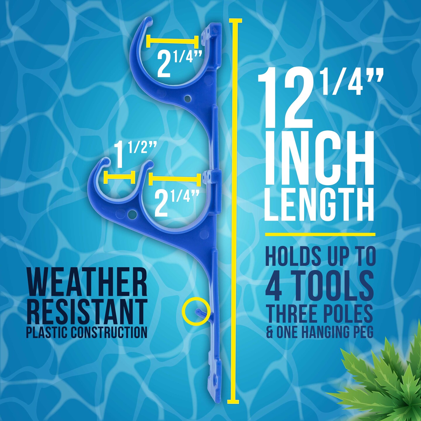 U.S. Pool Supply&#xAE; Set of 2 Plastic Pool Hangers for Telescopic Poles - Store Poles with Nets, Vacuums, Hoses &#x26; Attachments