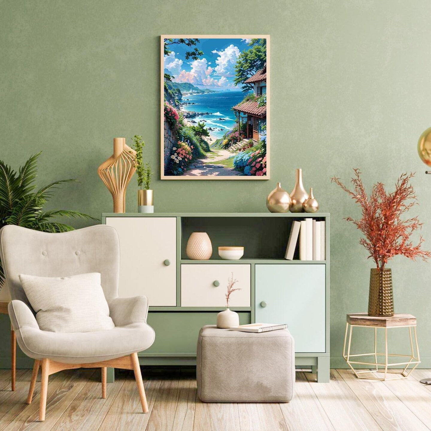 Street View Paint by Numbers for Adults - Paint by Numbers for Adults with Brushes, Sea Art Crafts Canvas for Home Decoration 16 x 20 Inch