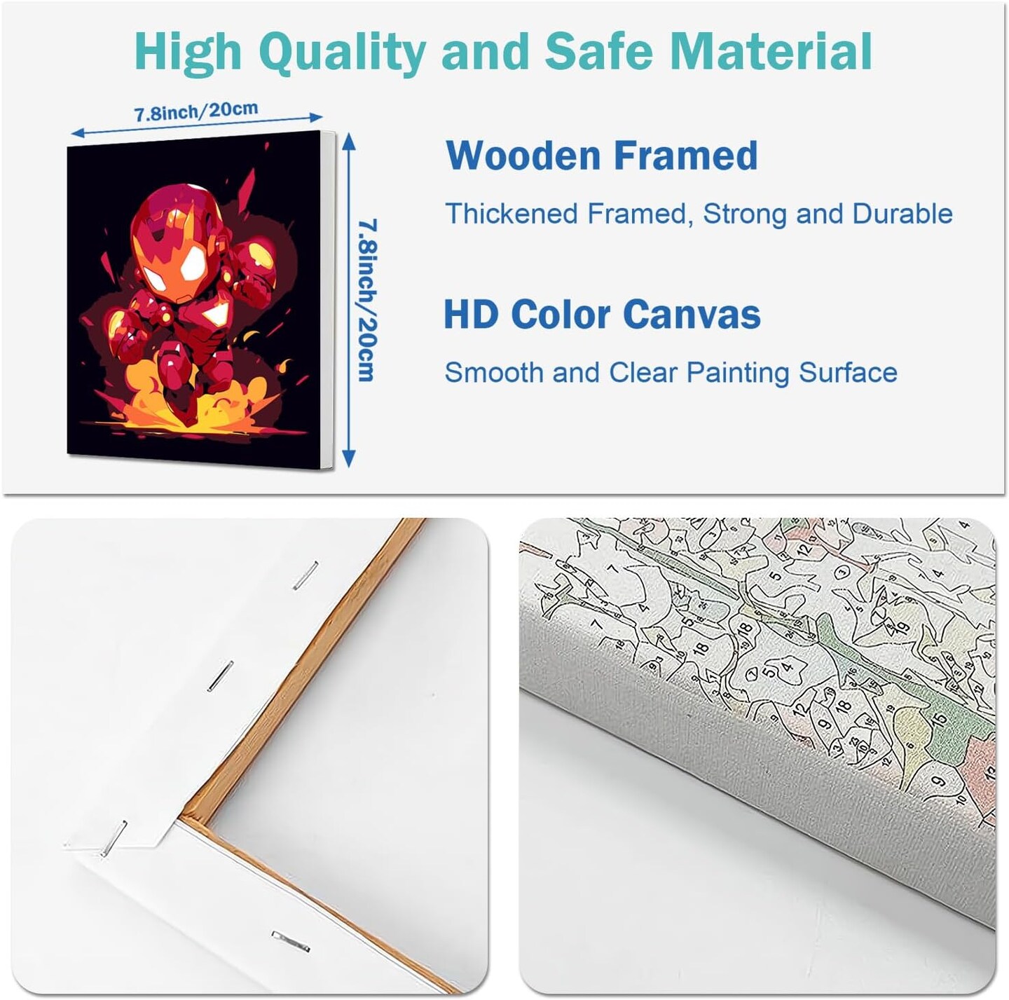 4 Pack Paint by Numbers Kit for Kids Paint by Number Kits Age 4-8 Painting Canvas for Kids Ages 8-12 Boys Framed Canvas Painting by Numbers Anime Drawing Kit Color by Numbers Kit for Kid 8x8 Inch