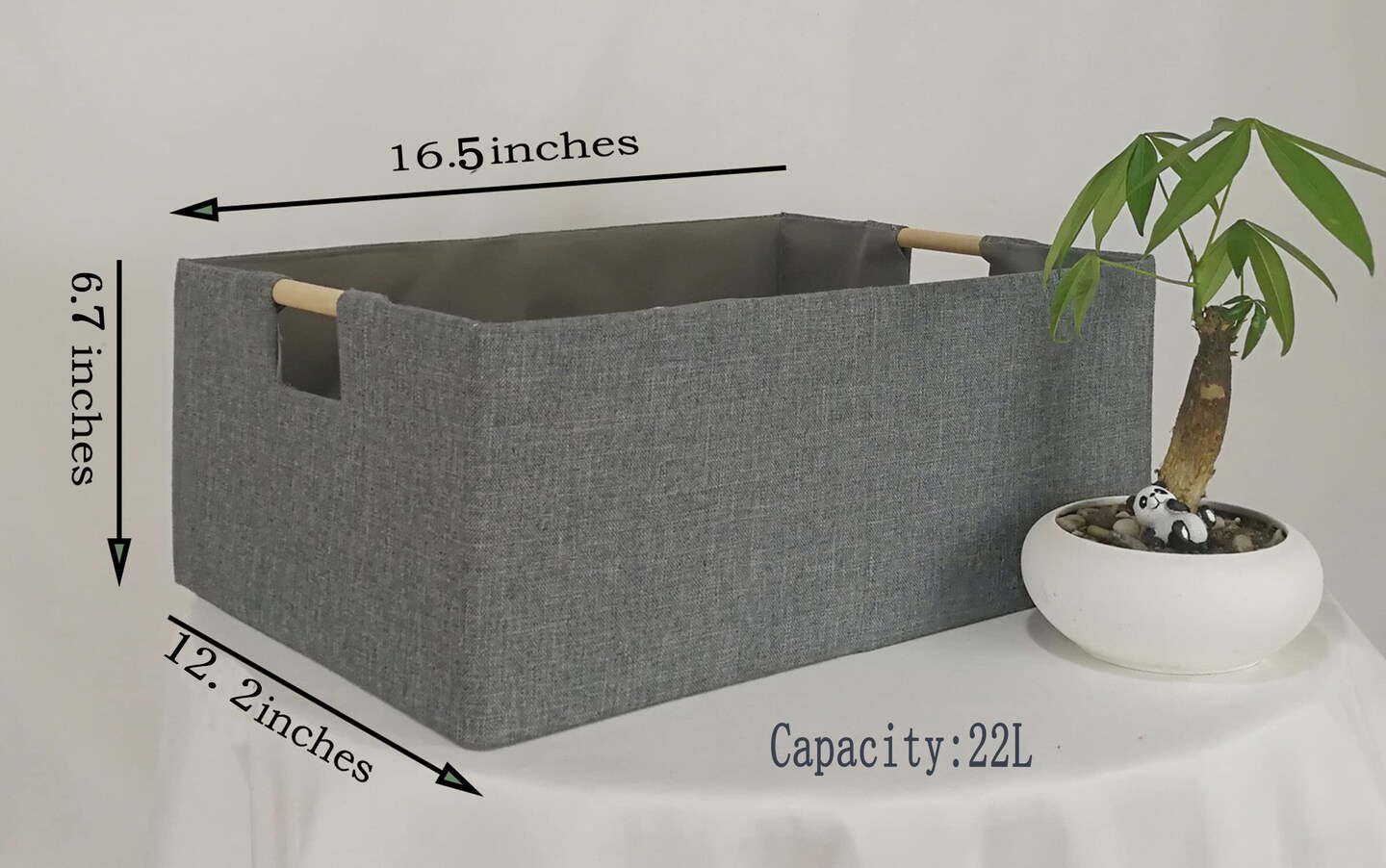 Storage Bin for Shelves Rectangle Closet Baskets Foldable Box with Handles Gray Shelf Baskets Toy Boxes for Home Office Car Dormroom