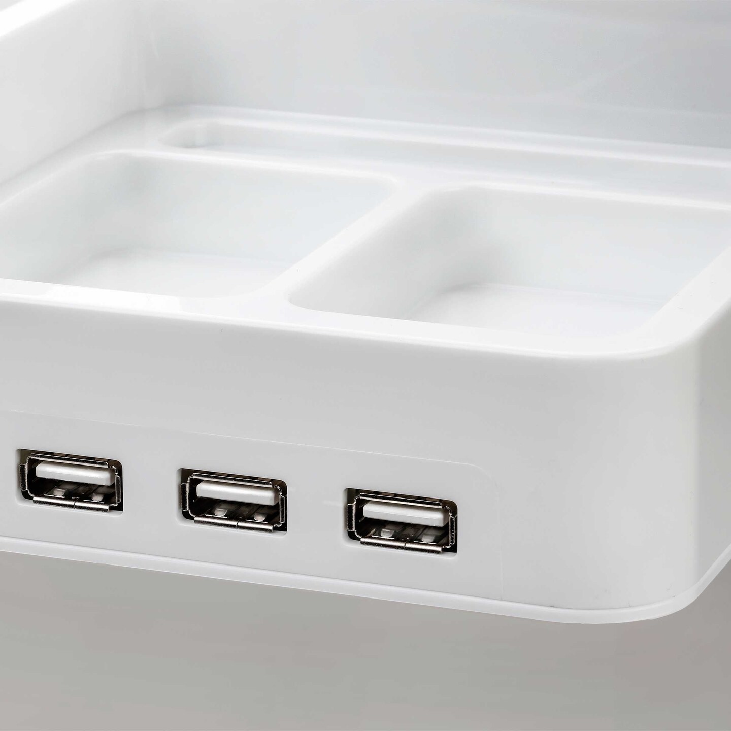 All-in-One Desk Organizer & Docking Station/Stand for iPad/iPhone/Tablets/Smartphones with 3 USB Ports