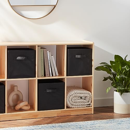 Amazon Basics Cube Organizer Storage Bins Handles, Collapsible Fabric, Pack of 6, 10.5&#x22;x10.5&#x22;x11&#x22;, Black