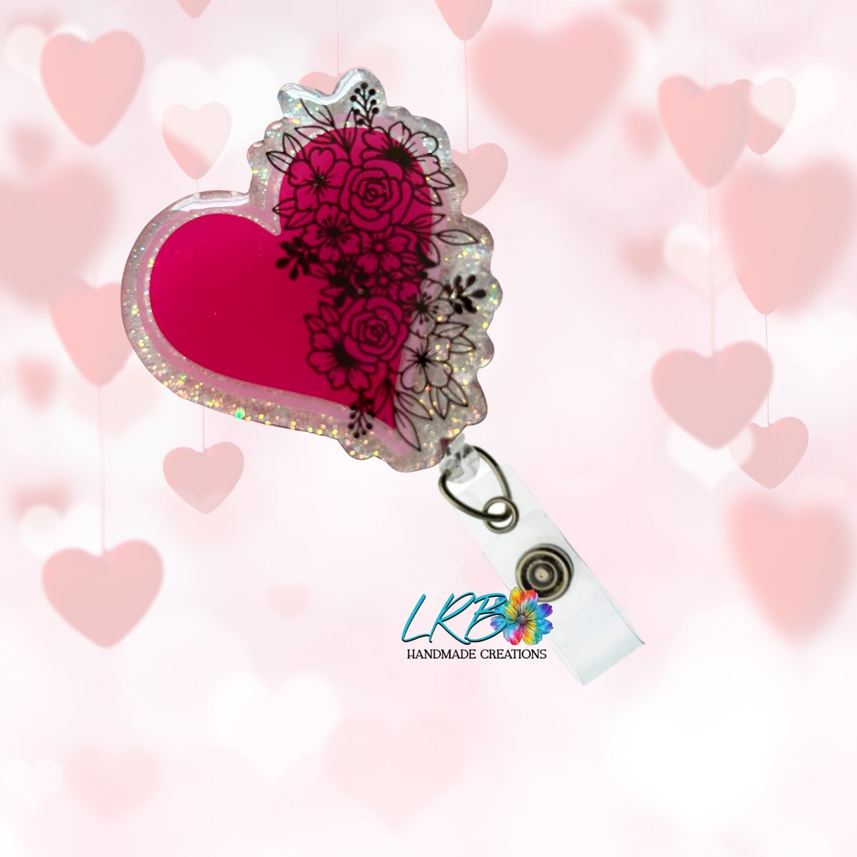 Retractable Badge Reel Heart