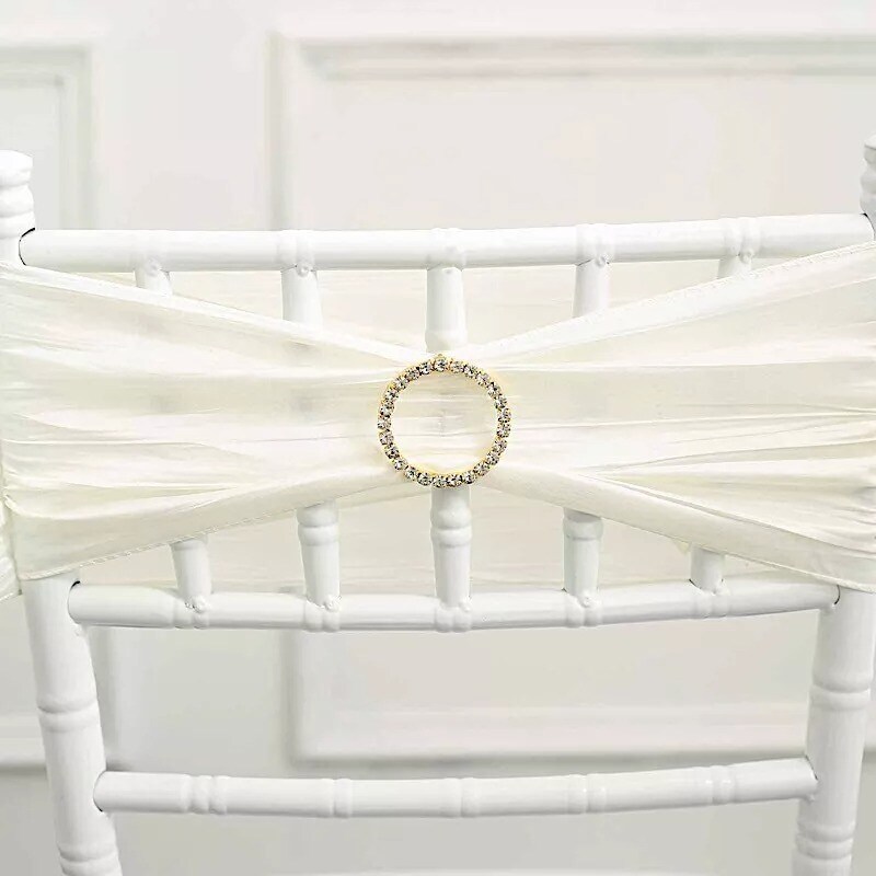 2&#x22; Gold Round Metal Rhinestones Chair Sash Buckle Pin Party Events Decorations