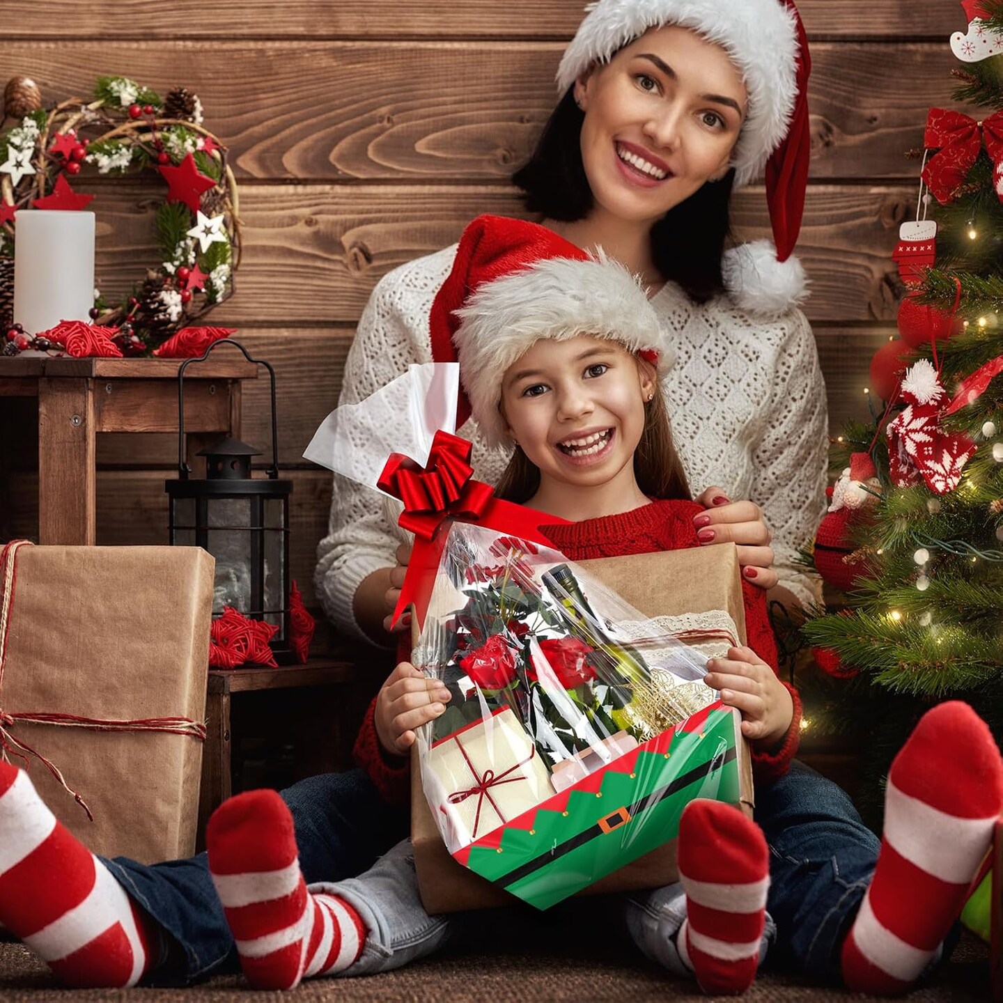 36 Pcs 8x10 Baskets for Gift Empty Baskets with Bows Ribbons Bulk Thank You Appreciation Gift Box for Holiday Party Favors(Classic)