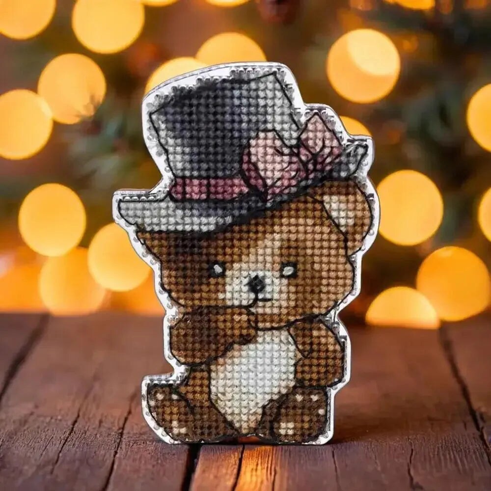 Cross-stitch kits on a plastic base