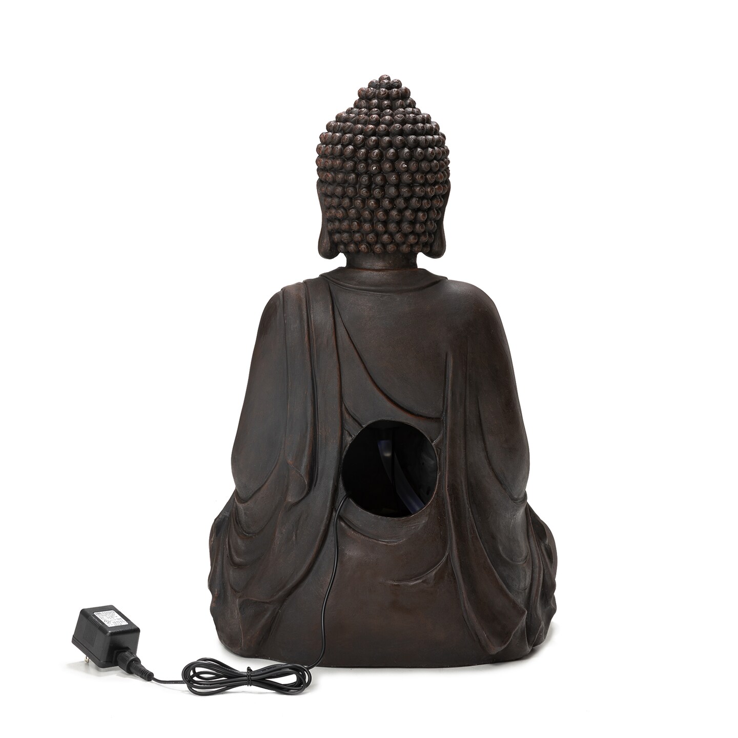 23.25&#x22;H Zen Style Meditating Buddha Statue Polyresin Outdoor Fountain with Pump and LED Light (KD)