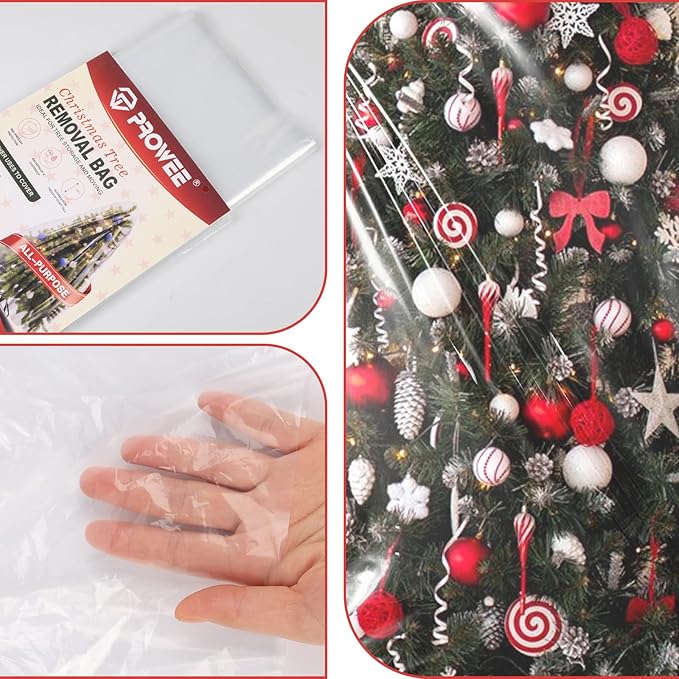 All Purpose Use Jumbo Christmas Tree Removal Bag Extra Large 6ft width by 9 Feet Tall Christmas Tree Storage Bag Clear Waterproof Christmas Tree Bag for Upright Storage
