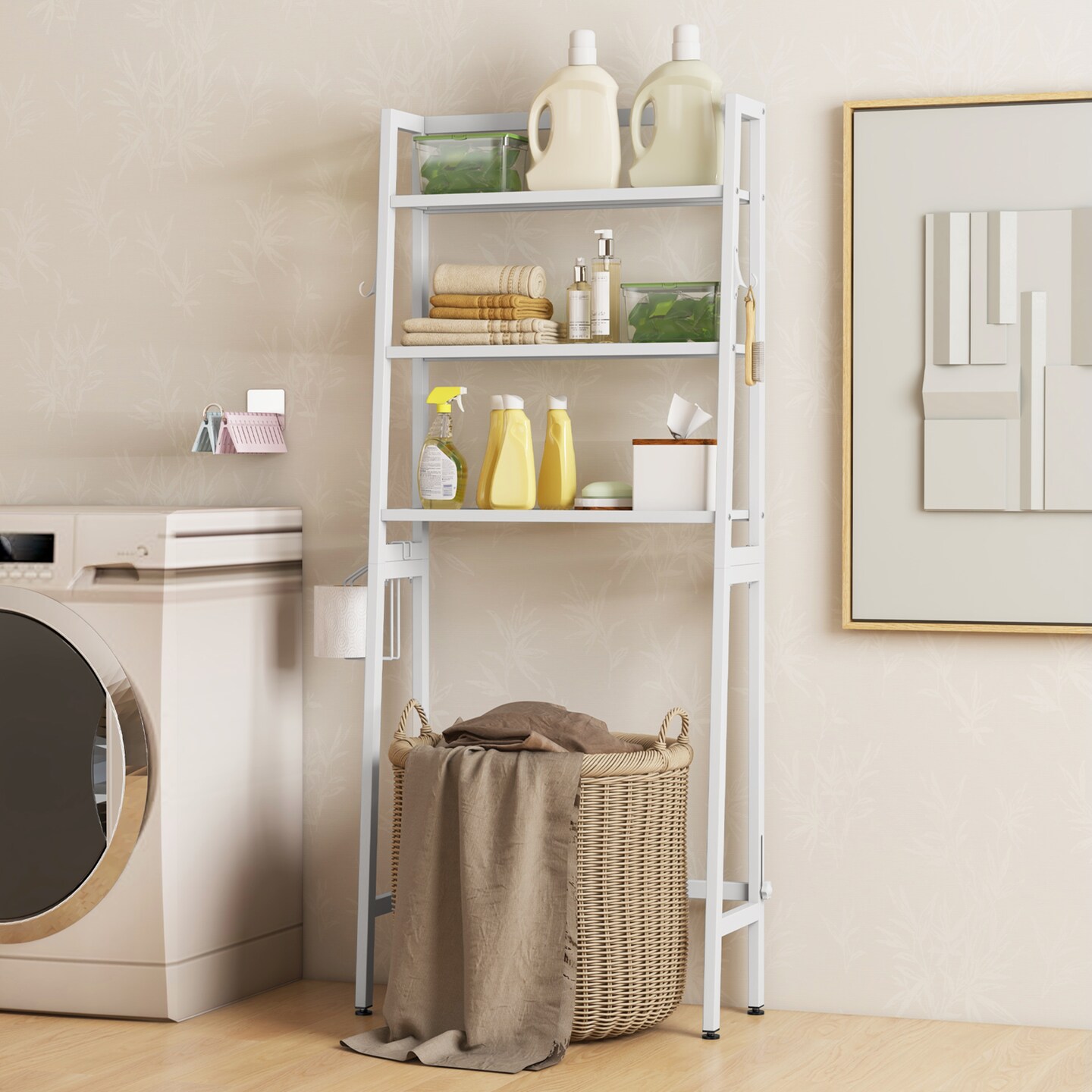 3-Tier Over The Toilet Storage Shelf with Adjustable Bottom Bar