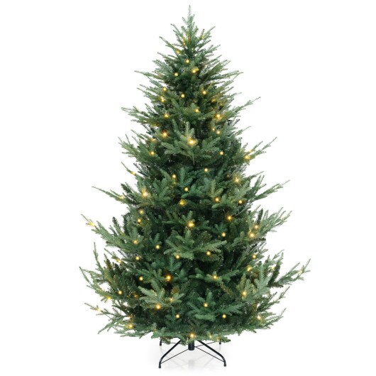 Pre-Lit Artificial Hinged Xmas Tree with PVC and PE Branch Tips for Holiday Decor