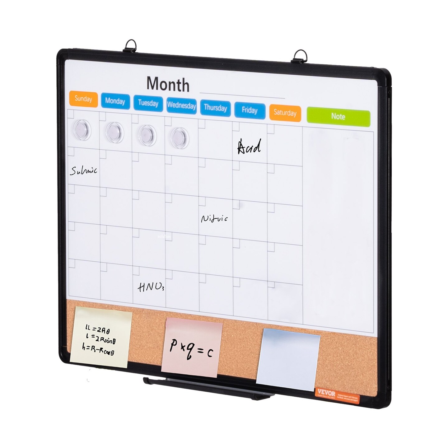 White-Brown Aluminum Frame Whiteboard and Cork Board Wall Mount Organizer with Tray