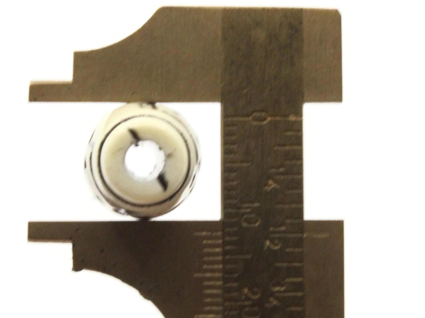 5 34mm White and Black Patterned Plastic Tube Beads