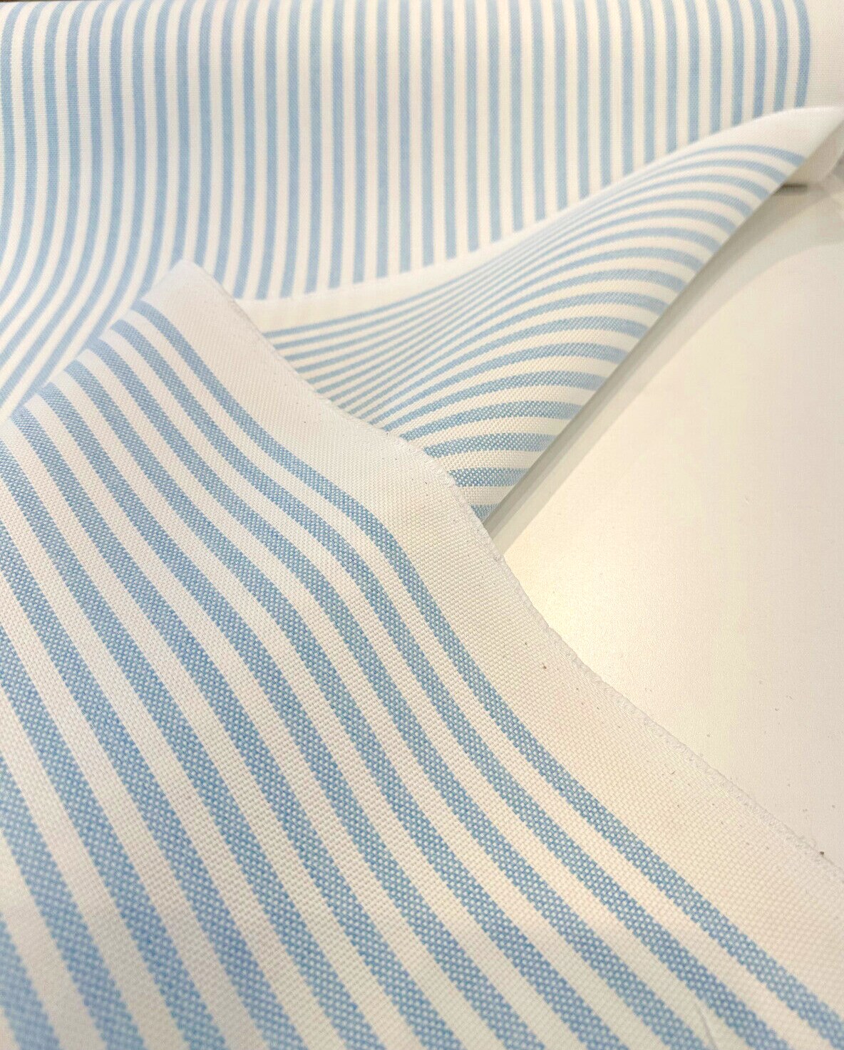 1 Yard Two Tone Pool Blue Ticking Look Stripe Outdoor Upholstery Fabric 54 Inch Width