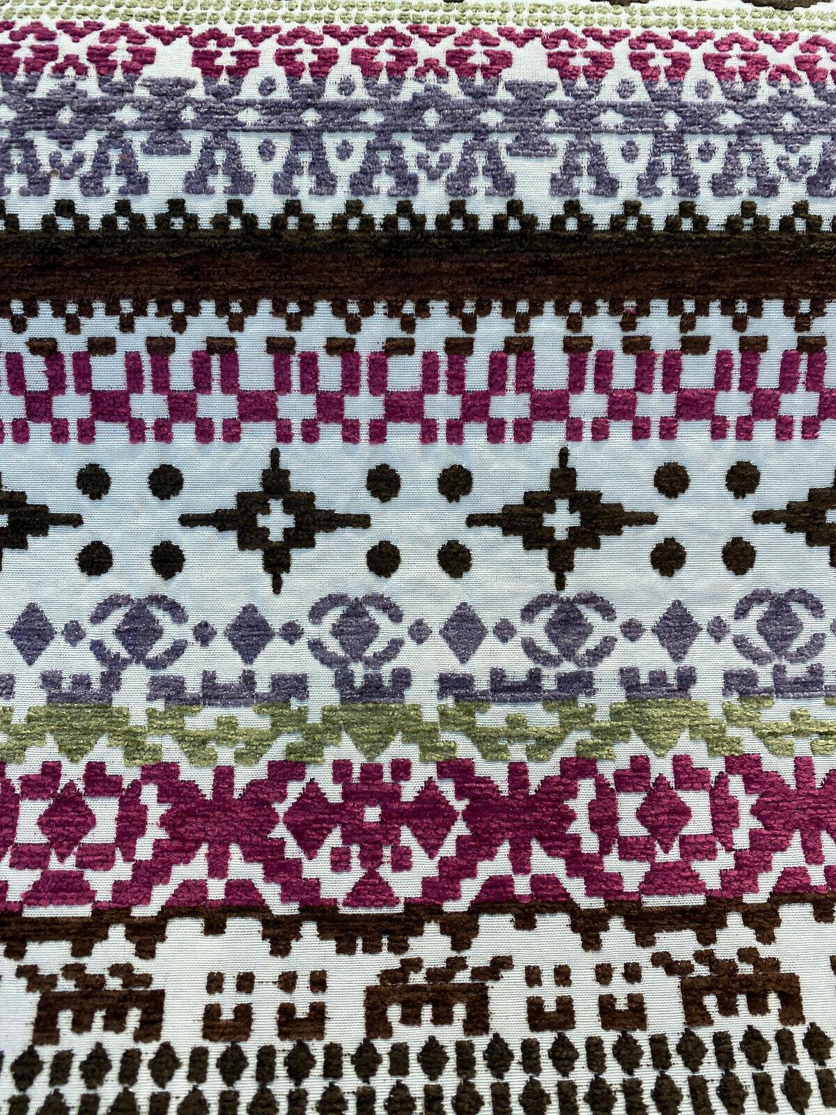 1 Yard Upholstery Chenille Fabric Razzmatazz Stripe Purple Tapestry Bohemian 100% Polyester 56 Inch Width