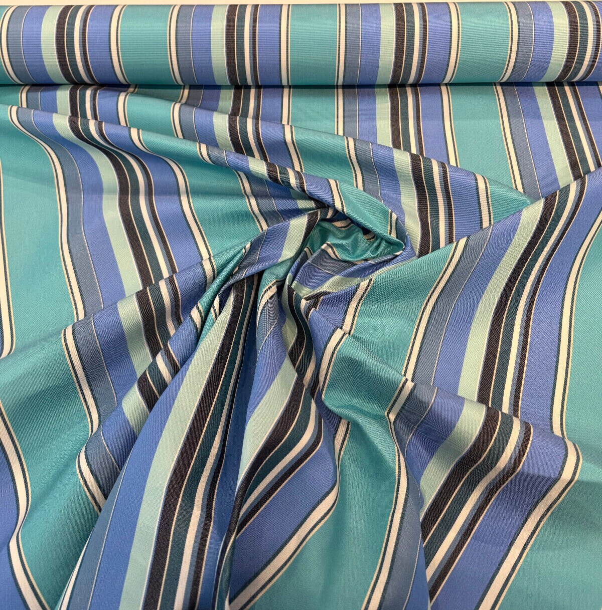 1 Yard Stripe Dolce Oasis Blue Teal Outdoor Performance Upholstery Fabric 54 Inch Width