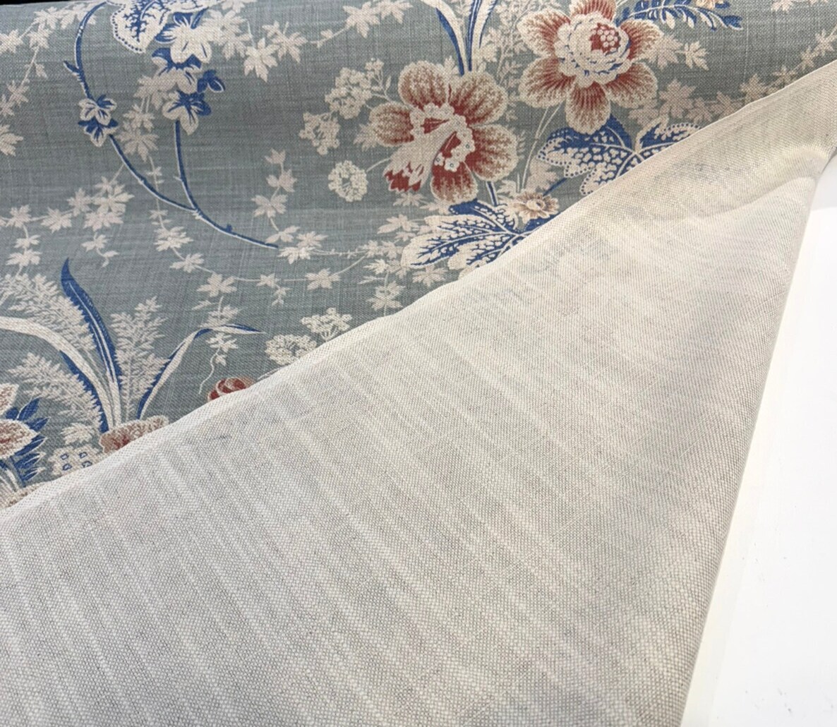 1 Yard Stonington Seaspray Vintage Floral Cotton Linen Upholstery Fabric 54 Inches Wide