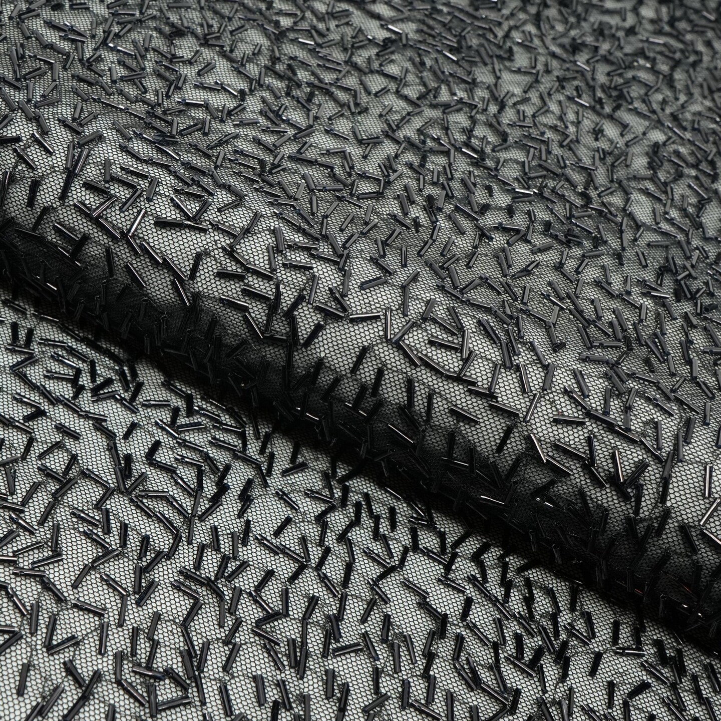 1 Yard Dazzle Beaded Stretch Mesh Fabric 36&#x22; x 60/61&#x22; Length by Width