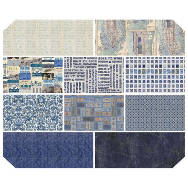 Eclectic Elements Palette Fat Quarter Bundle in Indigo by Tim Holtz for Free Spirit (FB4FQTH.INDIGO)