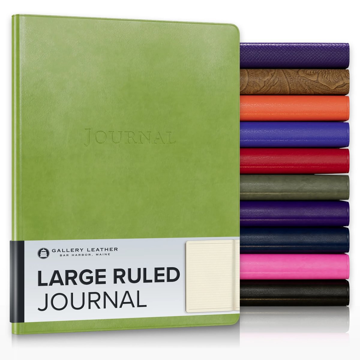 Gallery Leather Journal - Crafted in Maine, USA - Elegant Leather Writing Notebook with 192 Lined Pages - A Timeless Space for Your Thoughts - 9.75x7.5 ", Large Lined