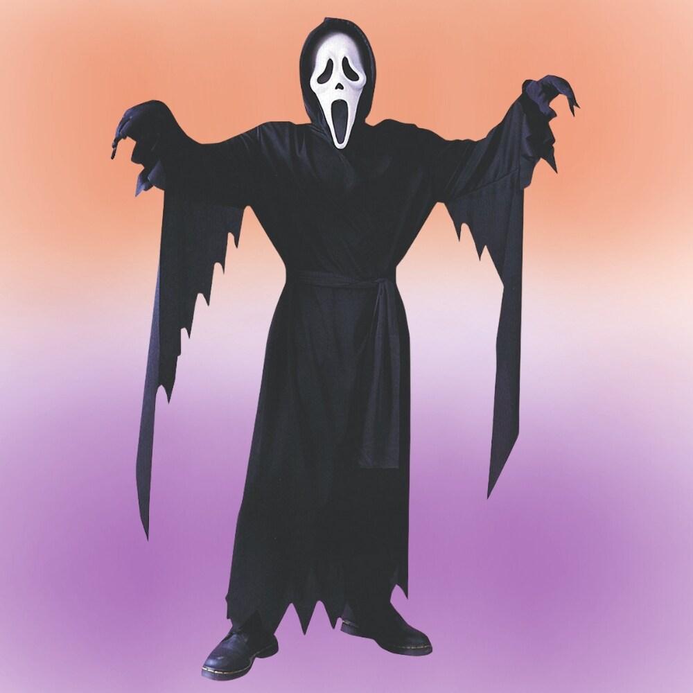 Unisex Scream Costume Halloween Ghost Face Mask Hooded Robe Belt Scary Party Outfit