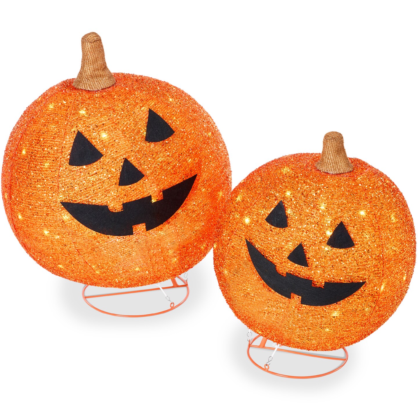 Best Choice Products 2pc Lighted Pop-Up Outdoor Halloween Pumpkin Set, Fall Holiday Decoration w/ 130 LED Lights, 8 Light Functions