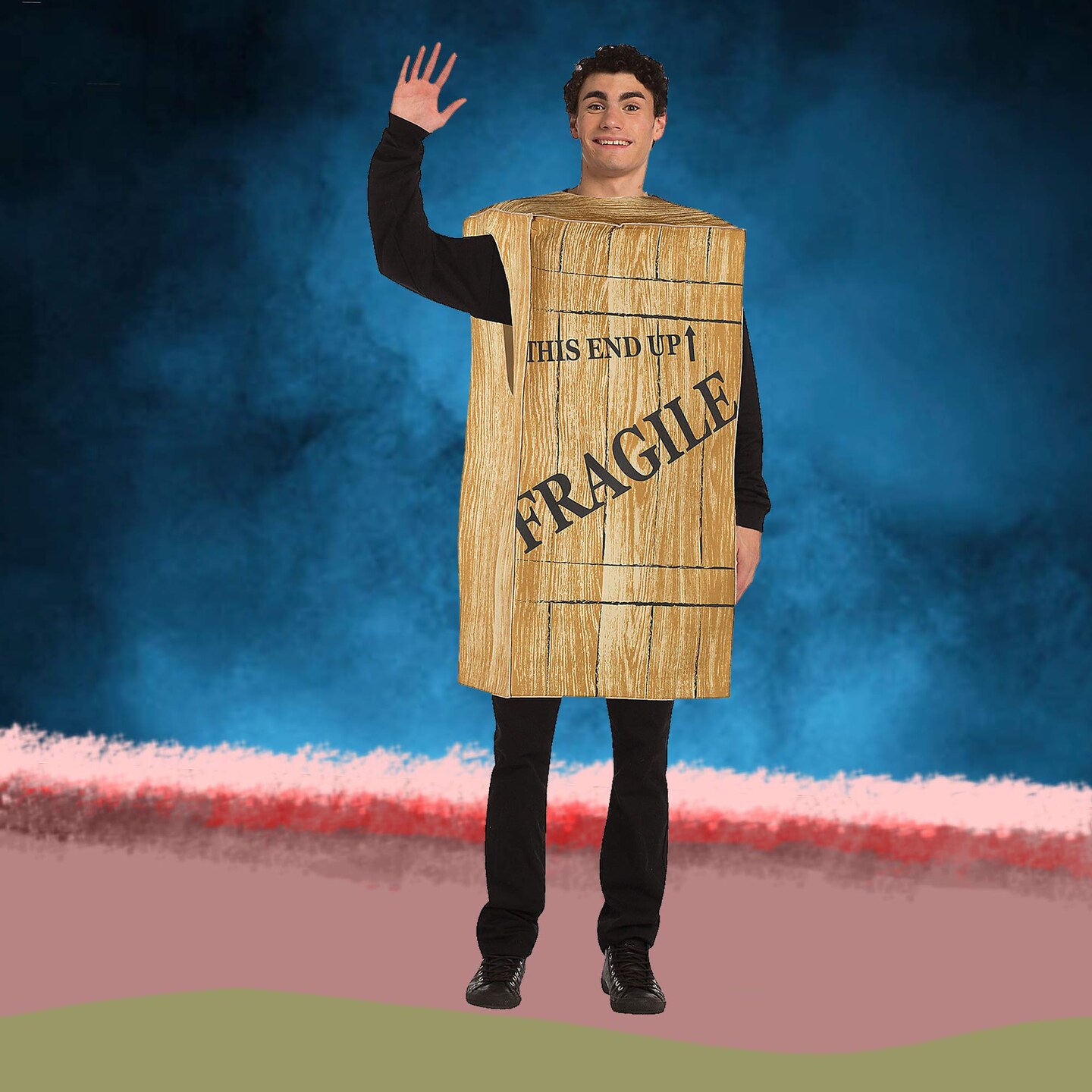 Fragile Crate Adult Costume &#x2013; Funny Package Box Outfit