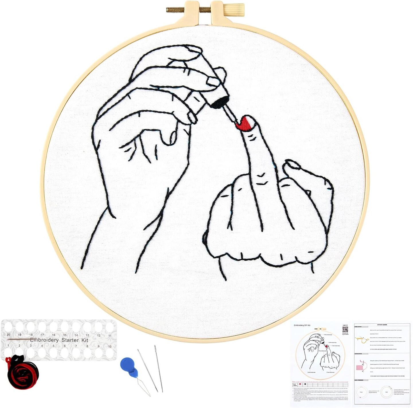 Hand Embroidery Starter Kit for Adults – Beginner-Friendly Counted & Stamped Cross Stitch Kit with Hoops, Threads, Needles, Fabric & Step-by-Step Video Tutorial (H612)