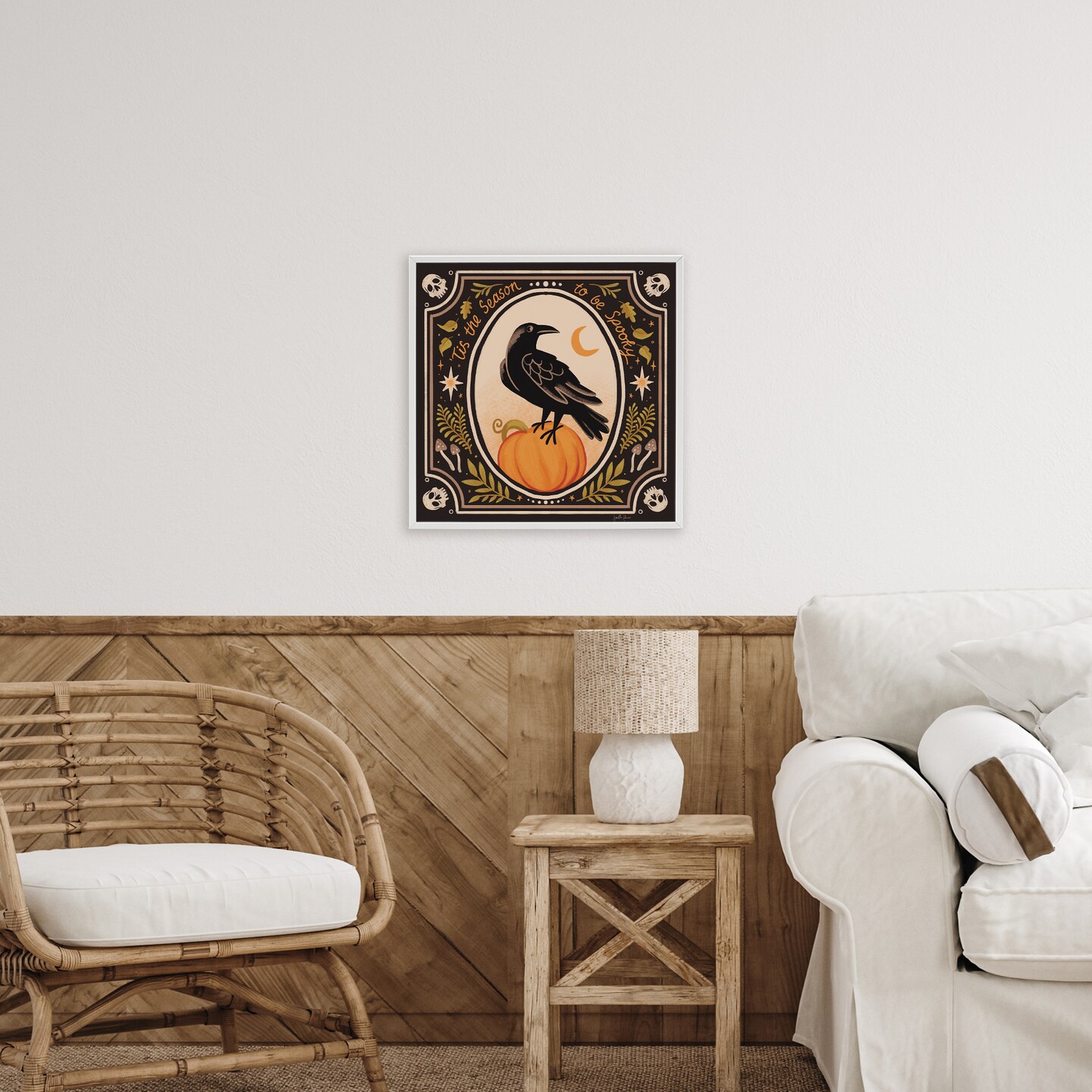 Spooky Season Black Crow Framed Giclee Art