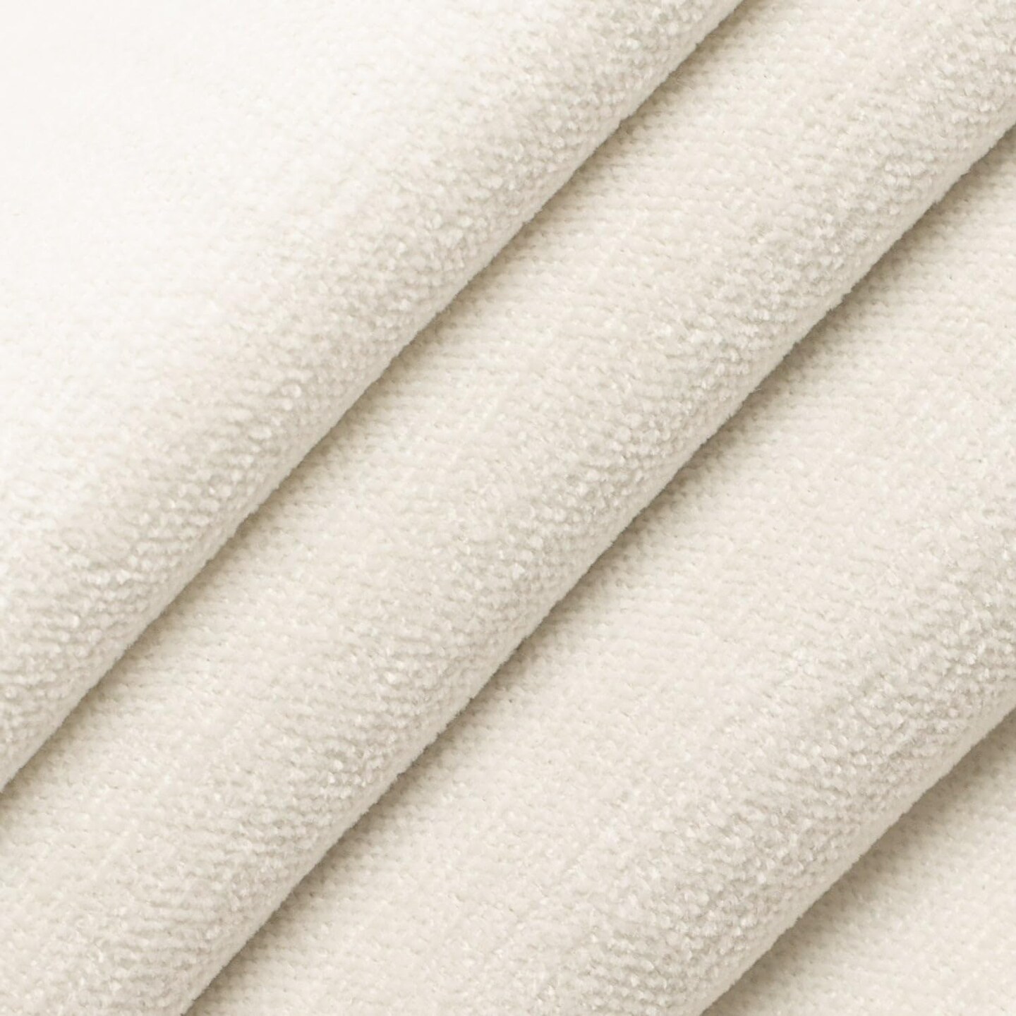 Ivory White Performance Grade Plain Solid Shearling Textures Upholstery Fabric by The Yard - SKU: Caledonia White