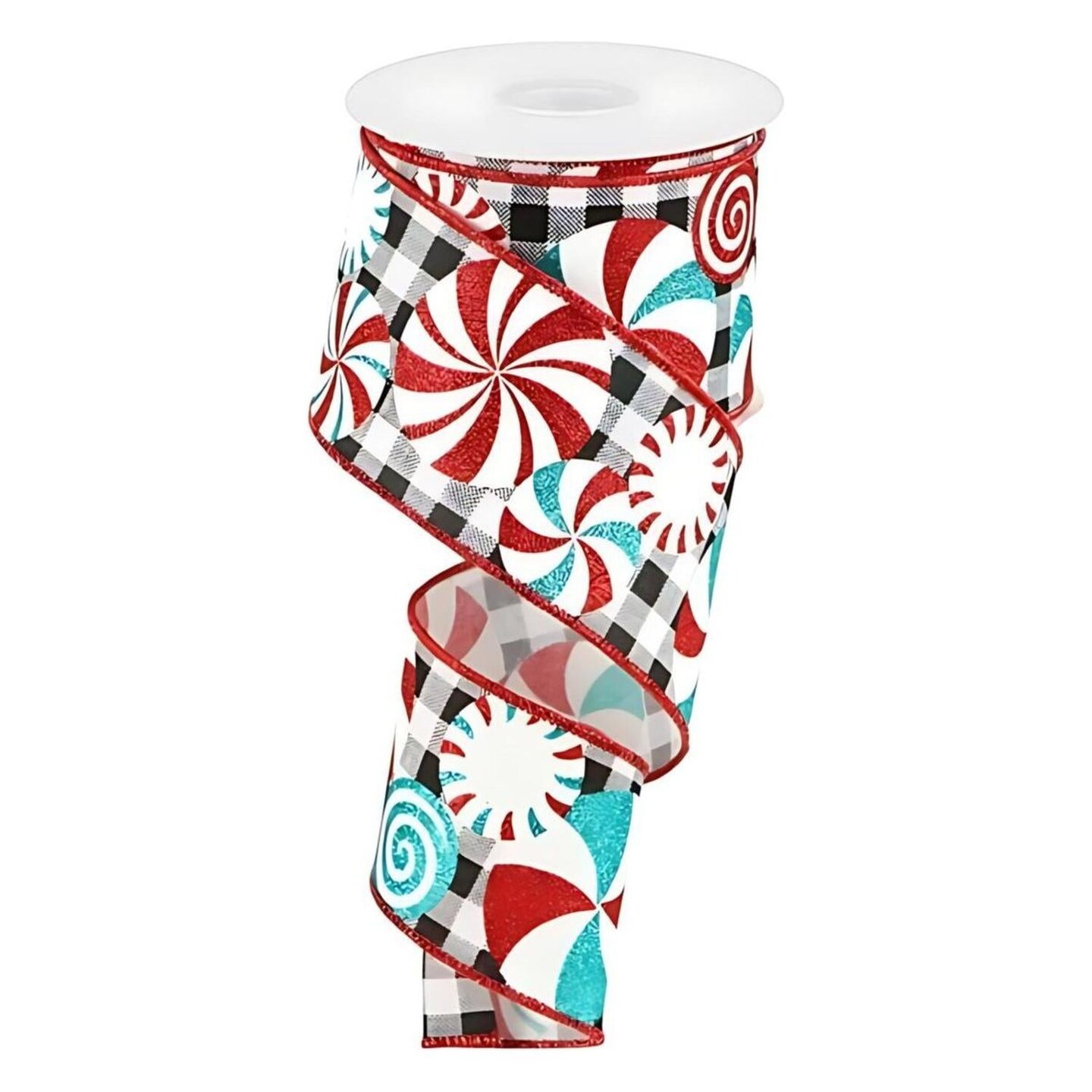 2.5" Peppermint Gingham Royal Ribbon: Black/White (10 Yards)