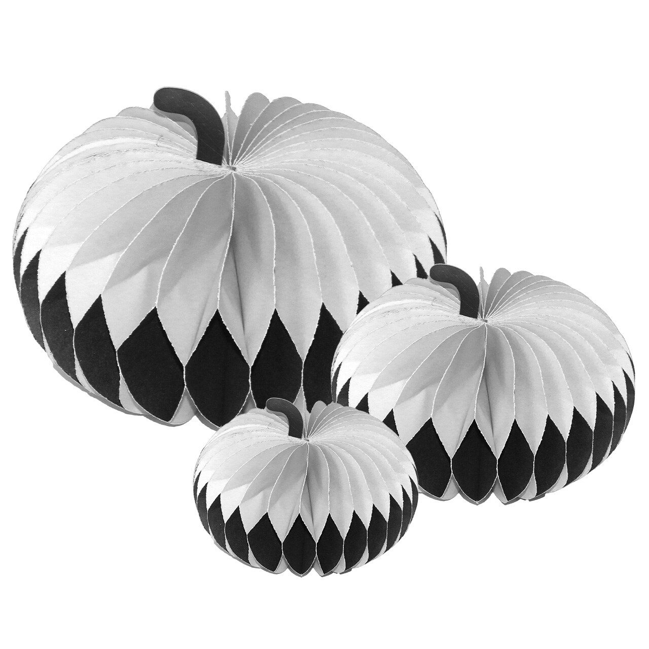 Multipack S-M-L Black and White Honeycomb Paper Decor (3-pack)