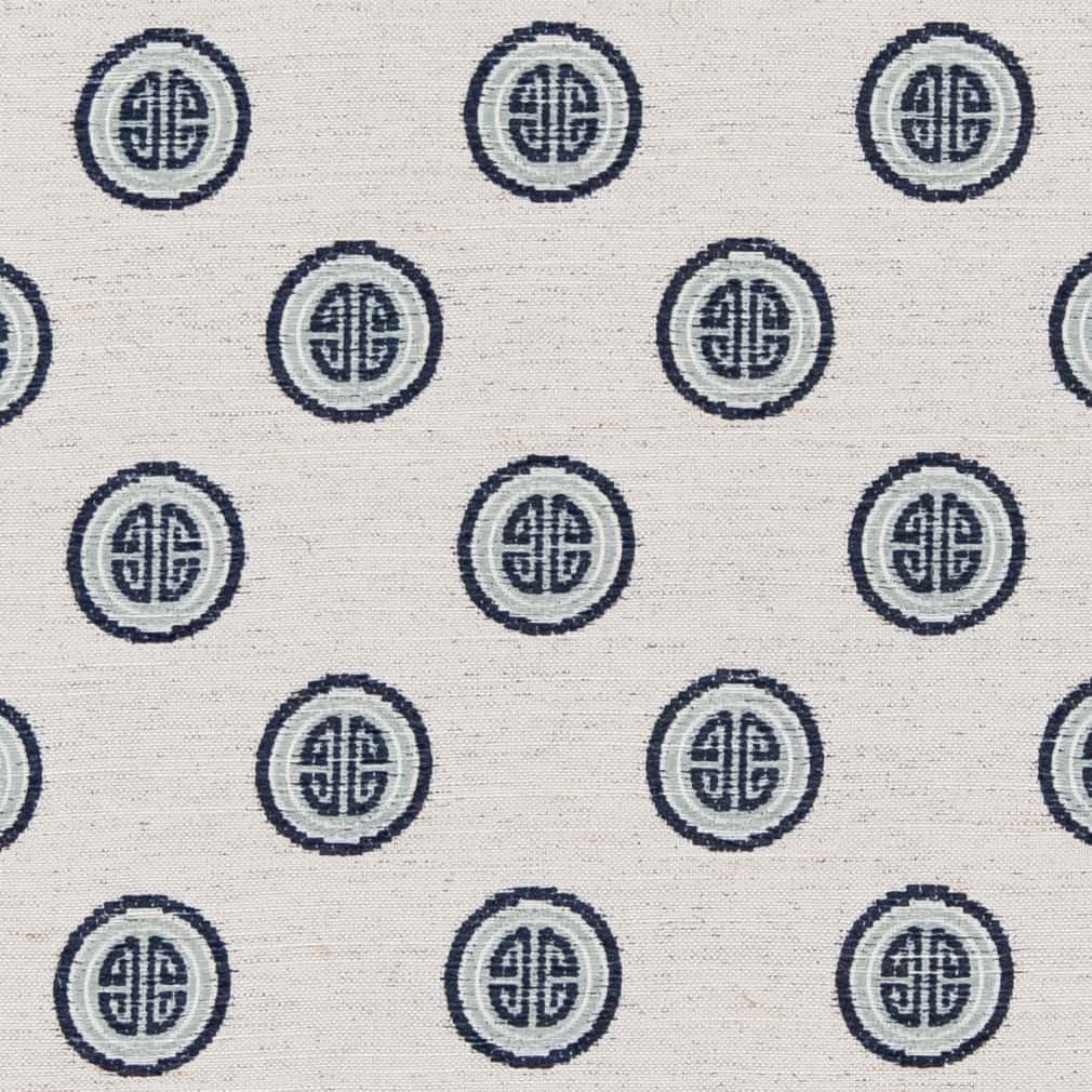 Aqua Blue Abstract Global Geometric Woven Pattern Upholstery Fabric by The Yard - SKU: Kobe Indigo