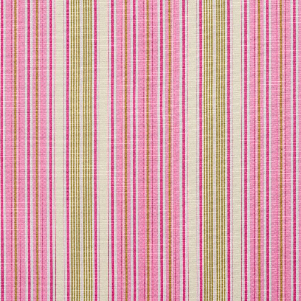 Pink Stain Resistant Performance Pet Friendly Stripe Print Upholstery Fabric by The Yard - SKU: Reece Petal