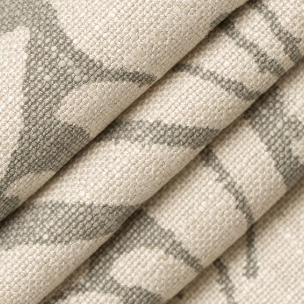 Grey Damask Linen Look Print Upholstery Fabric by The Yard - SKU: Windsor Stone