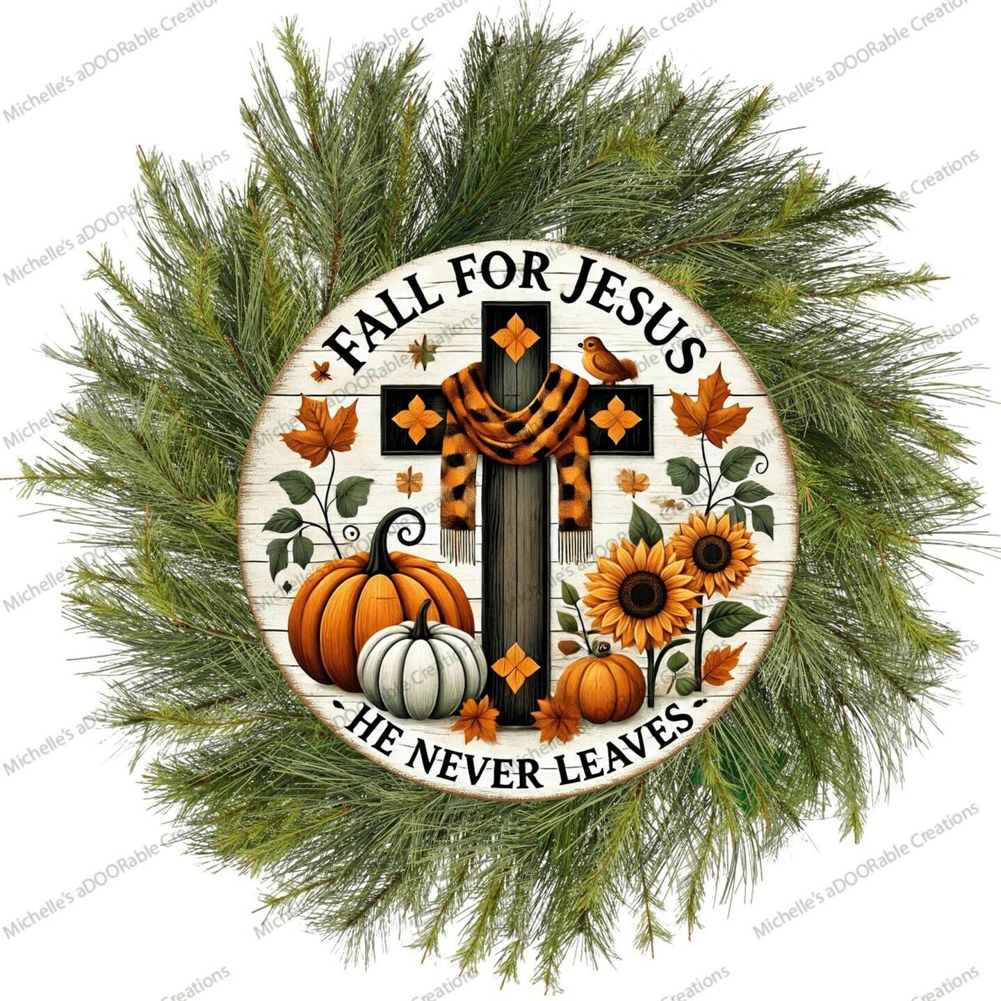 Fall For Jesus Sign Orange Fall For Jesus Leaves He Never Leaves Sign, Size: 8 Inch | Michaels
