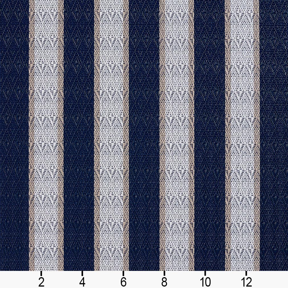 Blue Stain Resistant Performance Pet Friendly Stripe Upholstery Fabric by The Yard - SKU: Modesta Cobalt